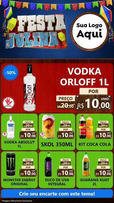 Modelo de Rede Social para Stories com o tema Festa Julina para Distribuidora de bebidas