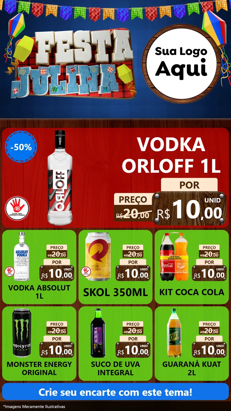 Modelo de Rede Social para Stories com o tema Festa Julina para Distribuidora de bebidas