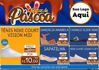 Modelo de Encarte para Encarte A4 Horizontal com o tema Ofertas de Páscoa para Calçados