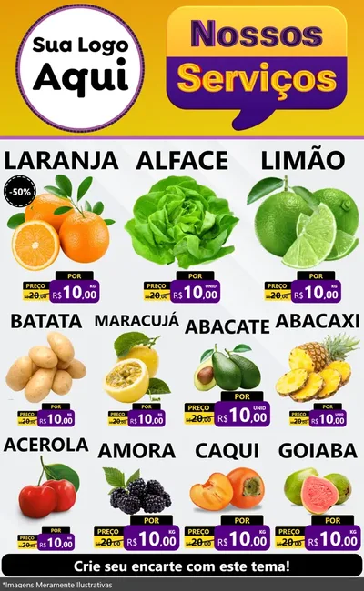 Modelo de Encarte para Encarte Grande com o tema Nossos Serviços para Hortifrúti