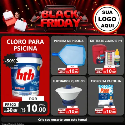 Modelo de Rede Social para Feed Facebook com o tema Black Friday para Produtos para Piscina