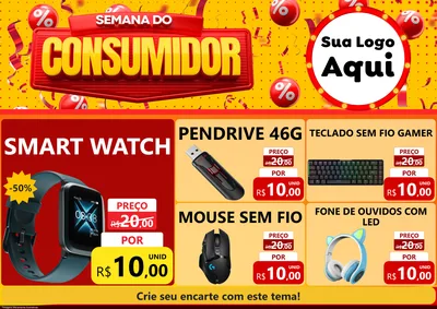 Modelo de Encarte para Encarte A4 Horizontal com o tema Semana do Consumidor para Informática