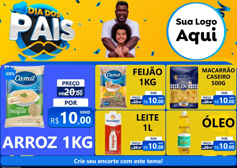 Modelo de Encarte para Encarte A4 Horizontal com o tema Dia dos Pais para Supermercado