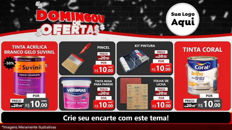 Modelo de TV para TV Horizontal com o tema Domingou de Ofertas para Tintas e Ferramentas