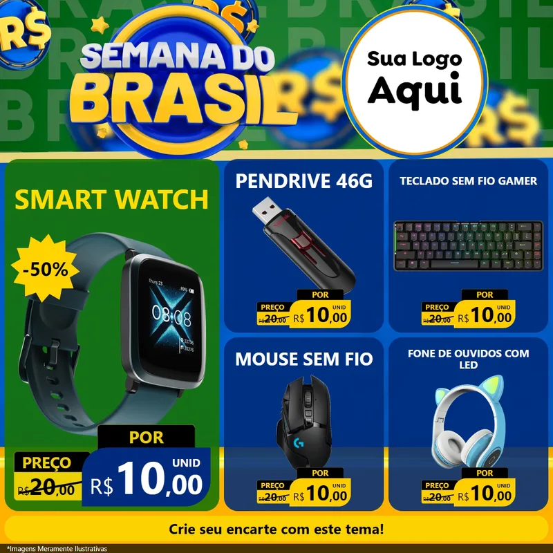 Modelo de Rede Social para Feed Facebook com o tema Semana Do Brasil para Informática