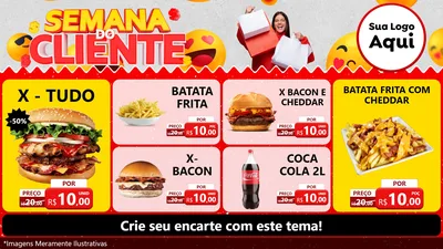 Modelo de TV para TV Horizontal com o tema Semana do Cliente para Hamburgueria