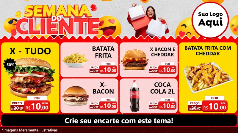 Modelo de TV para TV Horizontal com o tema Semana do Cliente para Hamburgueria