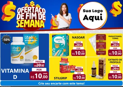 Modelo de Encarte para Encarte A4 Horizontal com o tema Ofertaço de Fim de Semana para Farmácia