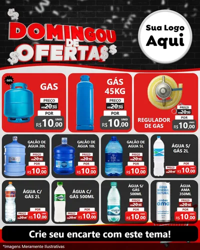 Modelo de Rede Social para Feed Instagram com o tema Domingou de Ofertas para Água e gás