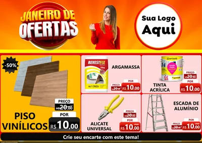 Modelo de Encarte para Encarte A4 Horizontal com o tema Janeiro de Ofertas para Material para Construção