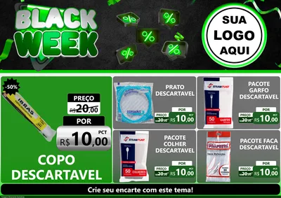 Modelo de Encarte para Encarte A4 Horizontal com o tema Black Week para Embalagens