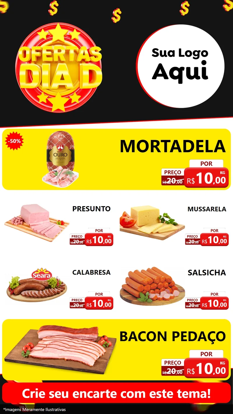 Modelo de TV para TV Vertical com o tema Dia D para Frios e Laticínios