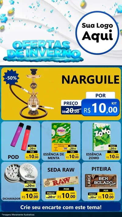 Modelo de Rede Social para Stories com o tema Ofertas de Inverno para Tabacaria