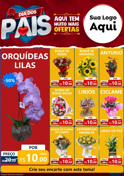 Modelo de Encarte para Encarte A4 Vertical com o tema Dia dos Pais para Floricultura e jardim