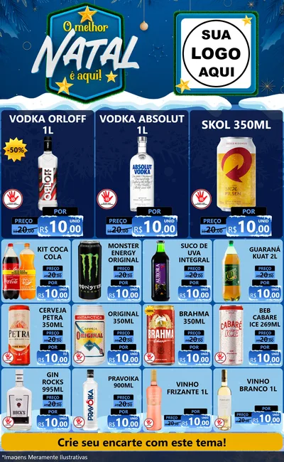 Modelo de Encarte para Encarte Grande com o tema O Melhor Natal É Aqui! para Distribuidora de bebidas