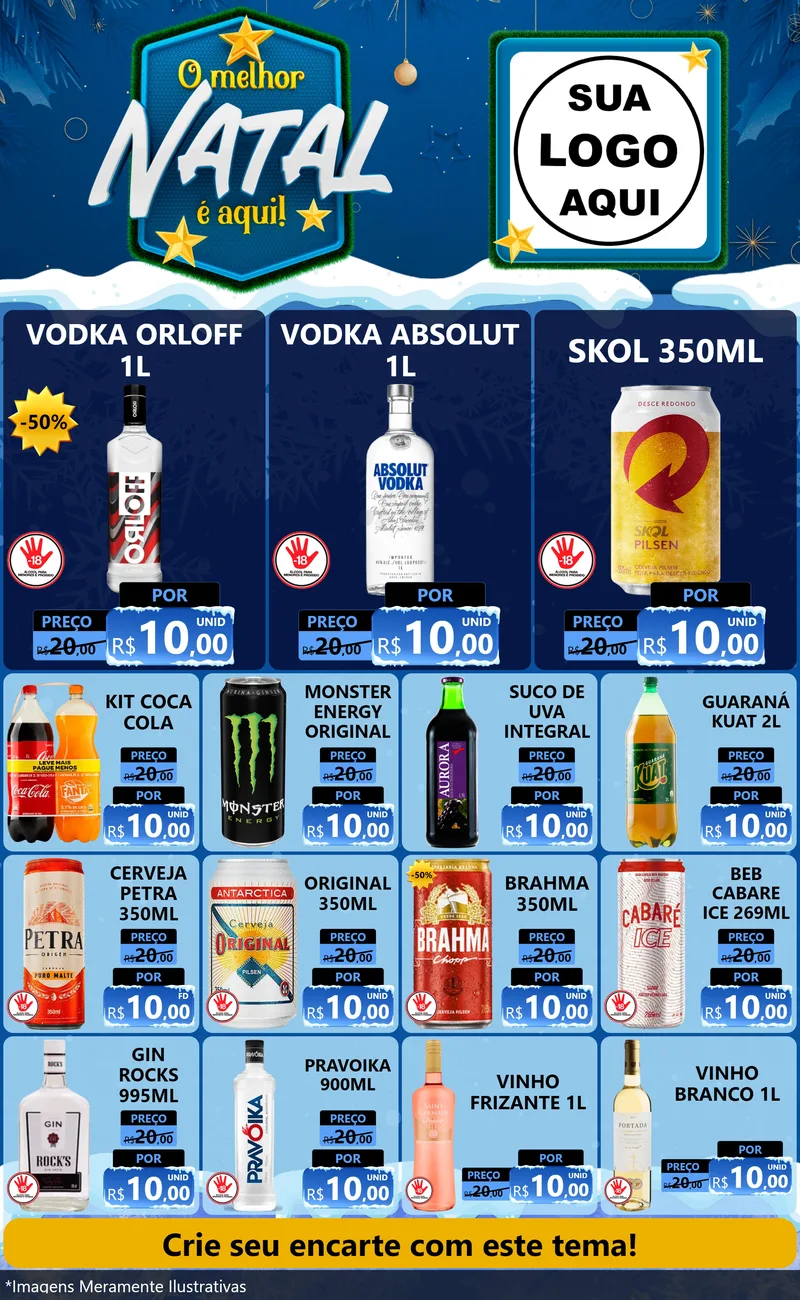 Modelo de Encarte para Encarte Grande com o tema O Melhor Natal É Aqui! para Distribuidora de bebidas
