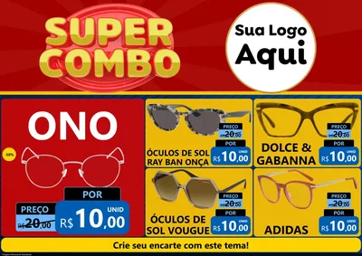 Modelo de Encarte para Encarte A4 Horizontal com o tema Super Combo para Óticas