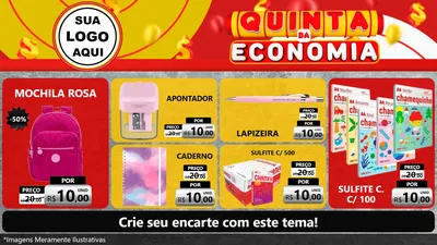 Modelo de TV para TV Horizontal com o tema Quinta da Economia para Papelaria