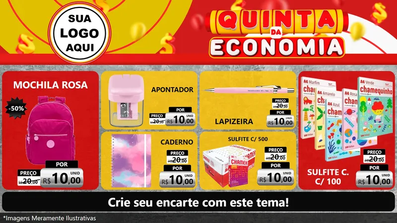 Modelo de TV para TV Horizontal com o tema Quinta da Economia para Papelaria