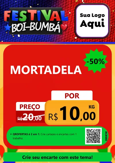 Modelo de Cartaz para Cartaz A4 Vertical com o tema Festival Boi-Bumbá para Frios e Laticínios