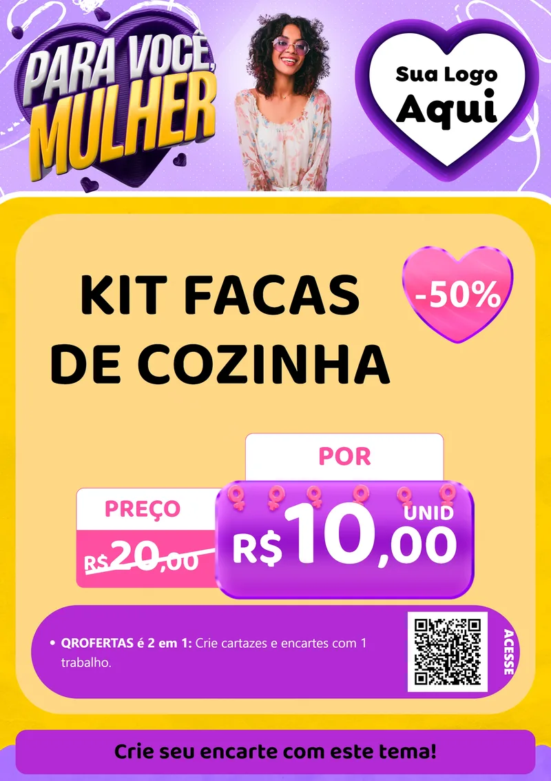 Modelo de Cartaz para Cartaz A4 Vertical com o tema Para Você, Mulher para Utilidades Domésticas