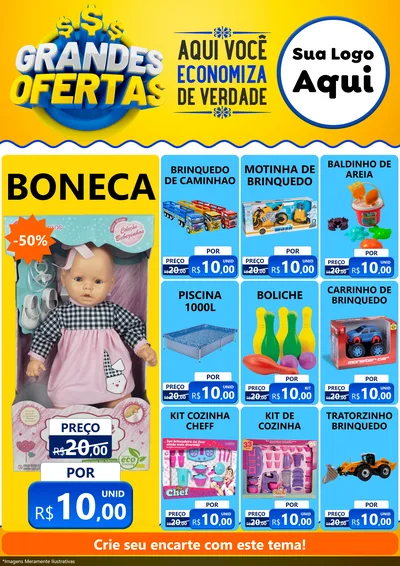 Modelo de Encarte para Encarte A4 Vertical com o tema Grandes Ofertas para Brinquedos