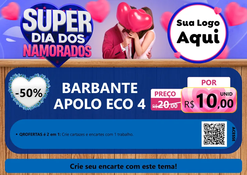 Modelo de Cartaz para Cartaz A4 Horizontal com o tema Super Dia dos Namorados para Armarinho e Aviamentos