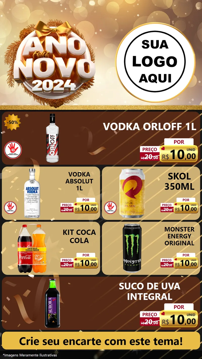 Modelo de TV para TV Vertical com o tema Feliz Ano Novo 2027 para Distribuidora de bebidas