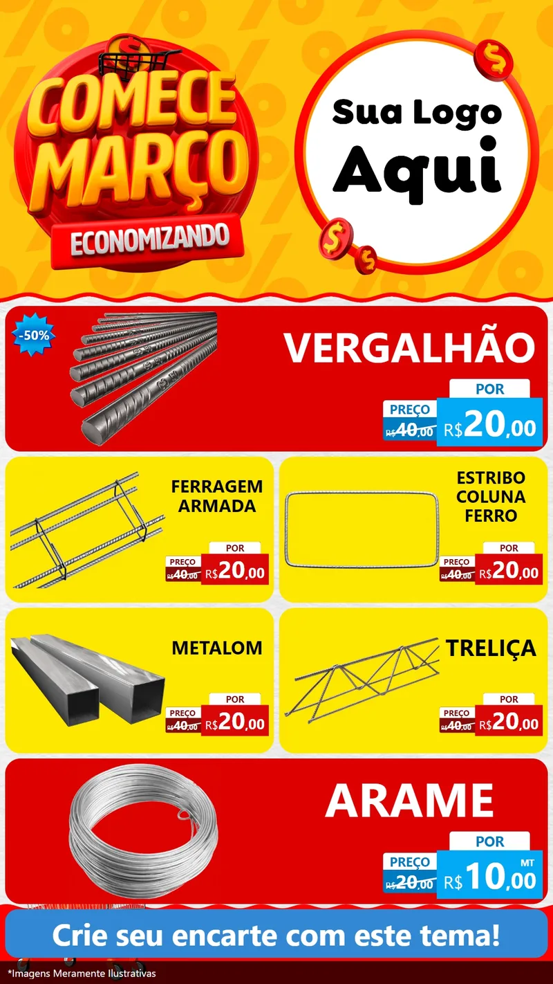 Modelo de TV para TV Vertical com o tema Comece Março Economizando para Ferragens