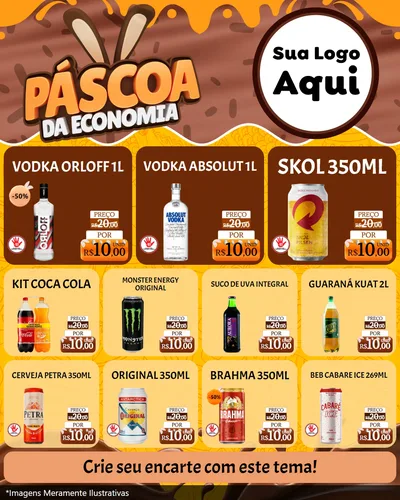 Modelo de Rede Social para Feed Instagram com o tema Páscoa da Economia para Distribuidora de bebidas