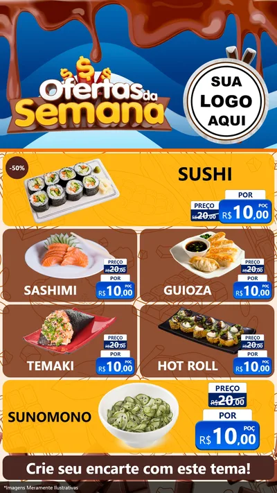 Modelo de TV para TV Vertical com o tema Ofertas da Semana - Páscoa para Comida japonesa