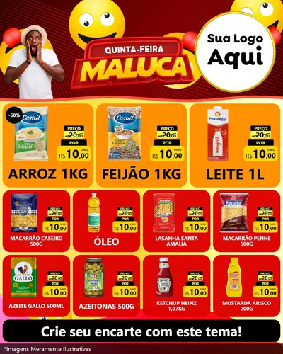 Modelo de Rede Social para Feed Instagram com o tema Quinta-feira Maluca para Supermercado