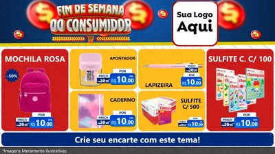 Modelo de TV para TV Horizontal com o tema Fim de Semana do Consumidor para Papelaria