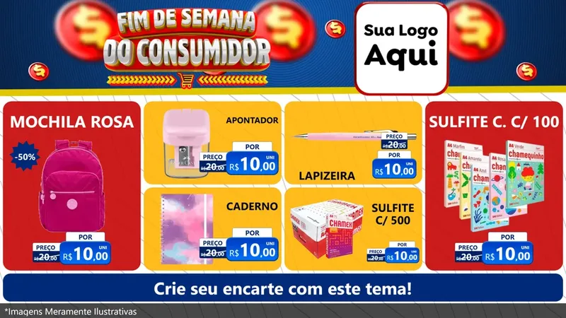 Modelo de TV para TV Horizontal com o tema Fim de Semana do Consumidor para Papelaria