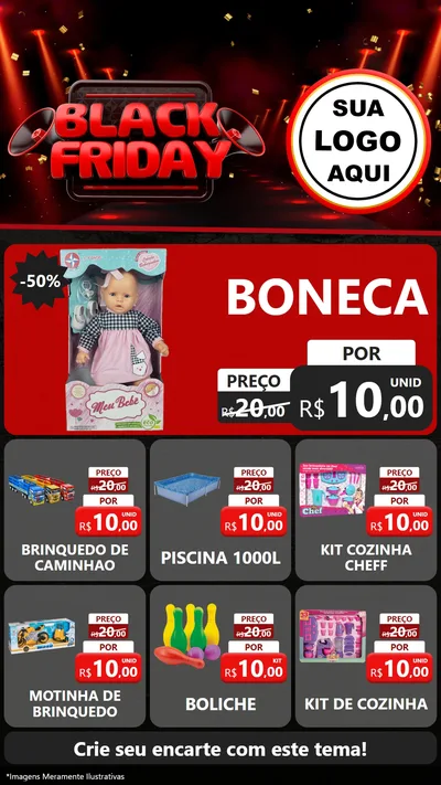 Modelo de Rede Social para Stories com o tema Black Friday para Brinquedos
