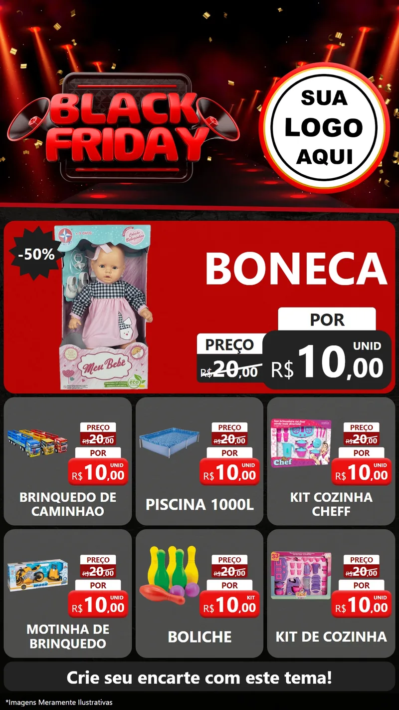 Modelo de Rede Social para Stories com o tema Black Friday para Brinquedos