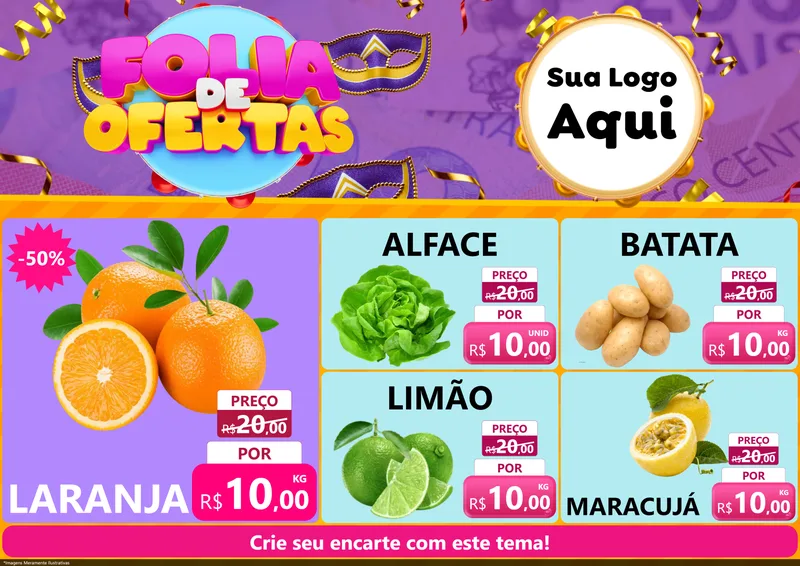 Modelo de Encarte para Encarte A4 Horizontal com o tema Folia de Ofertas para Hortifrúti