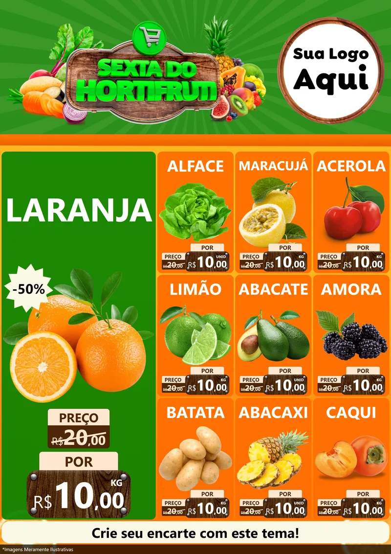 Modelo de Encarte para Encarte A4 Vertical com o tema Sexta do Hortifrúti para Hortifrúti
