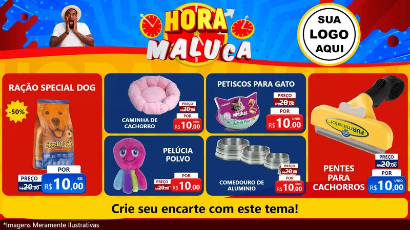 Modelo de TV para TV Horizontal com o tema Hora Maluca para Pet Shop