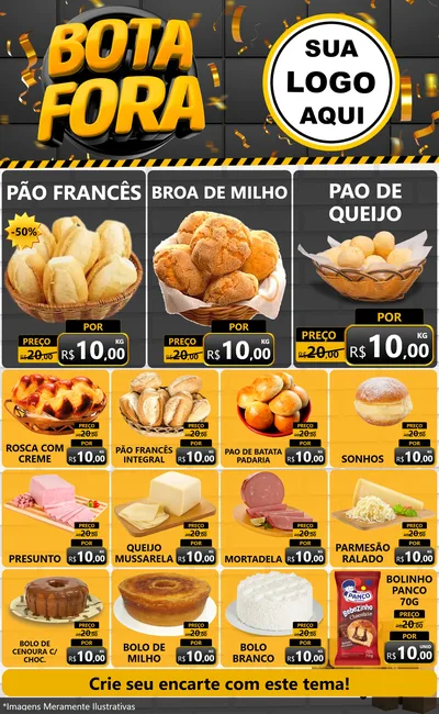 Modelo de Encarte para Encarte Grande com o tema Bota Fora para Padaria