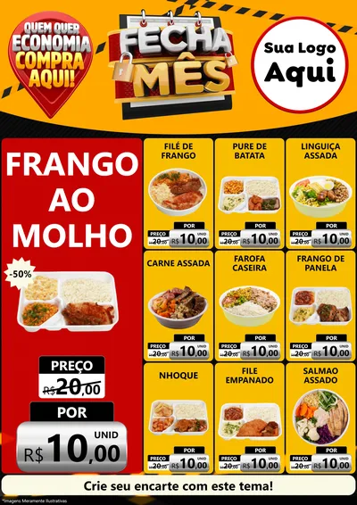 Modelo de Encarte para Encarte A4 Vertical com o tema Fecha Mês para Restaurante