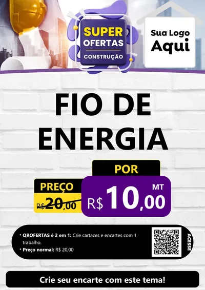 Modelo de Cartaz para Cartaz A4 Vertical com o tema Super Ofertas - Construção para Materiais Elétricos