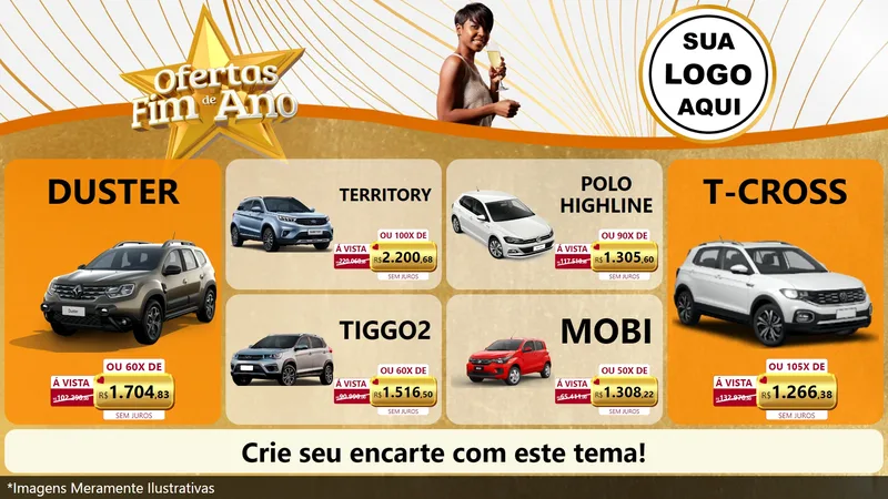 Modelo de TV para TV Horizontal com o tema Ofertas Fim de Ano para Concessionaria de Carros