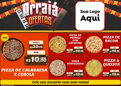 Modelo de Encarte para Encarte A4 Horizontal com o tema Arraiá de Ofertas - Junina para Pizzaria