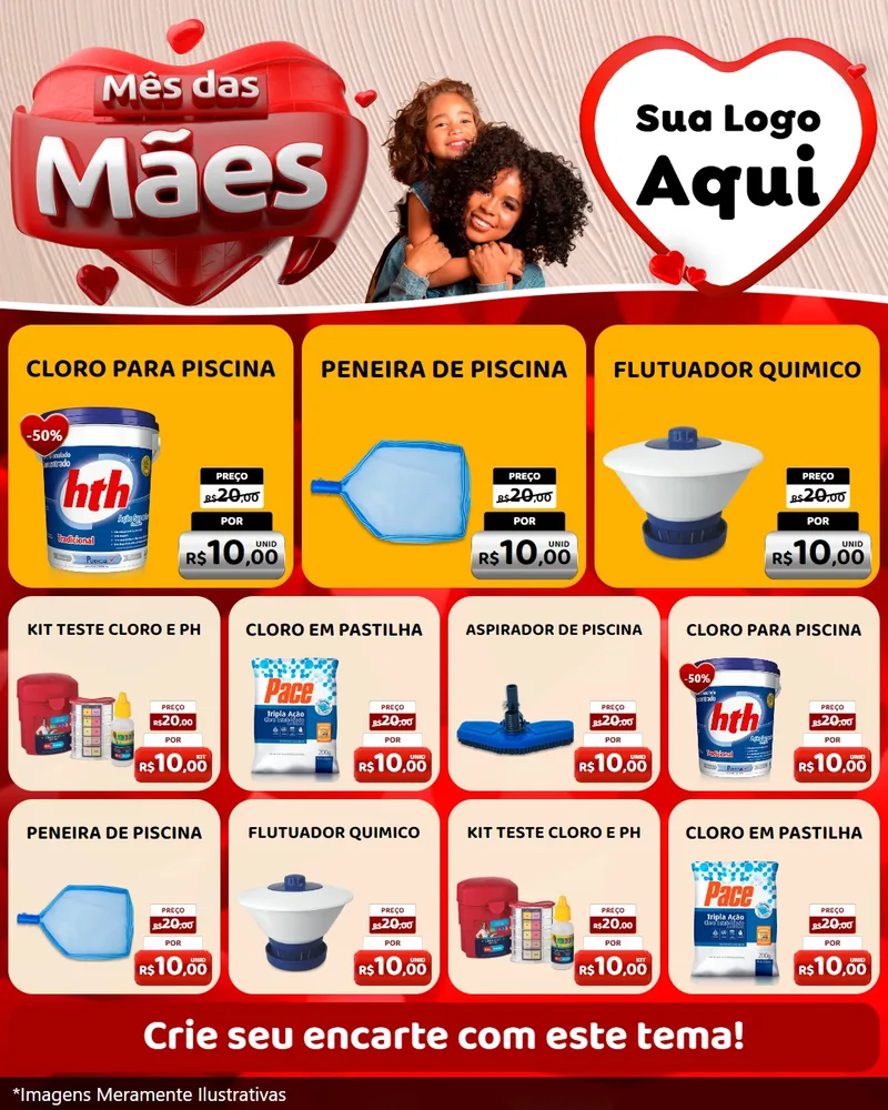 Modelo de Rede Social para Feed Instagram com o tema Mês das Mães para Produtos para Piscina