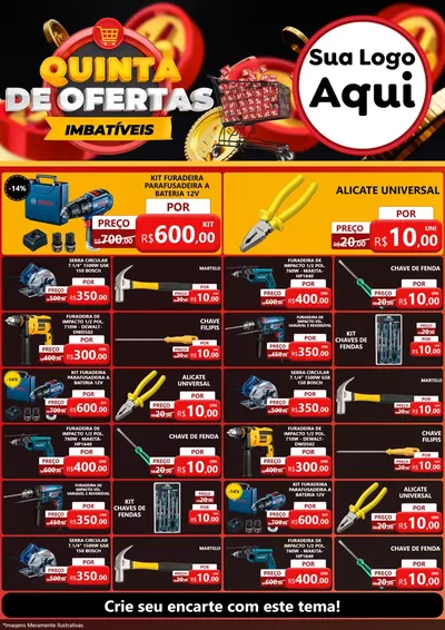Modelo de Encarte para Encarte A4 Vertical com o tema Quinta de Ofertas Imbatíveis para Maquinas e Ferramentas
