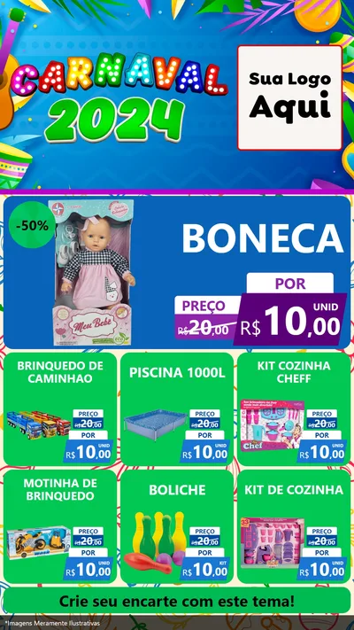 Modelo de Rede Social para Stories com o tema Carnaval 2027 para Brinquedos