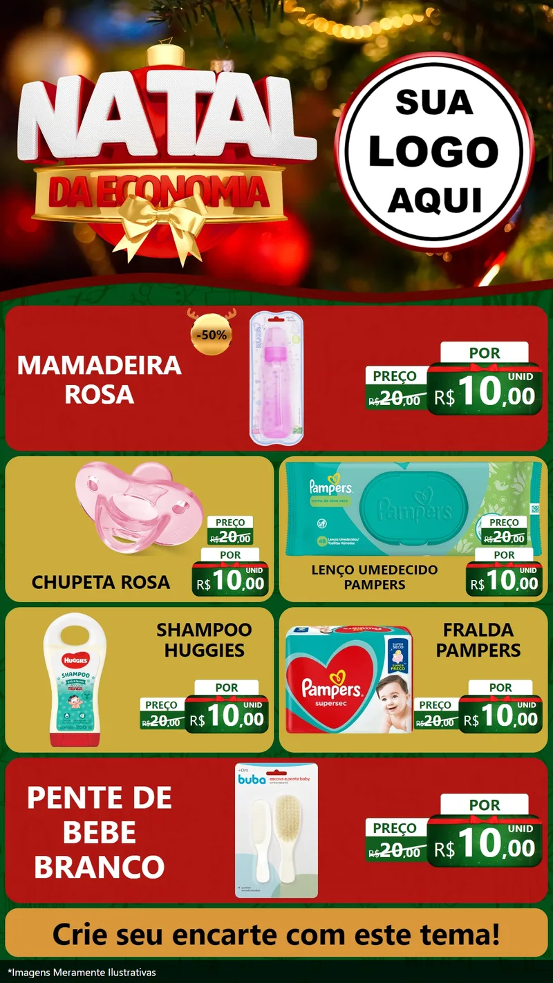 Modelo de TV para TV Vertical com o tema Natal da Economia para Bebês