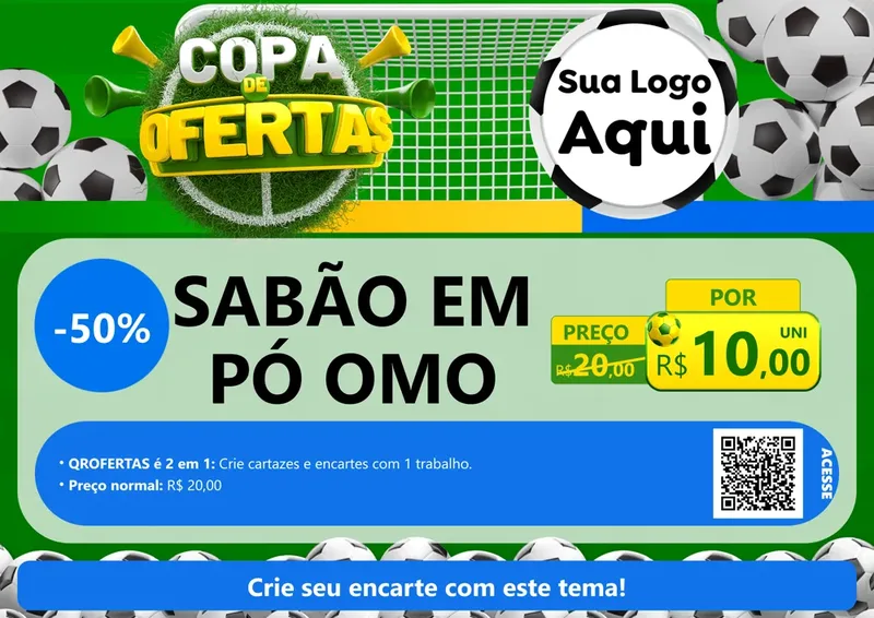 Modelo de Cartaz para Cartaz A4 Horizontal com o tema Copa De Ofertas para Produtos de Limpeza