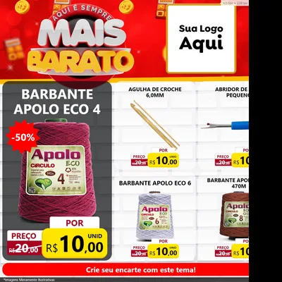 Modelo de Rede Social para Feed Facebook com o tema Mais Barato para Armarinho e Aviamentos